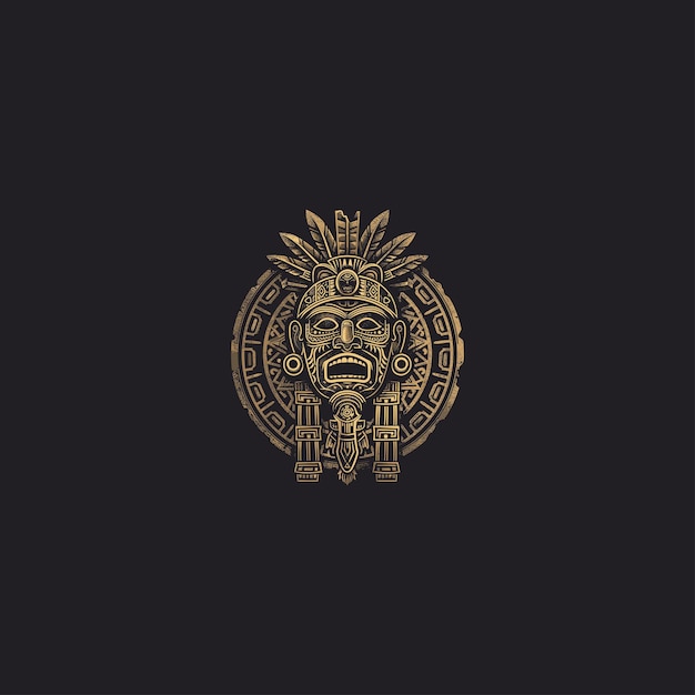 Totem azteco disegno di maschera tradizionale illustrazione vettoriale di opere d'arte