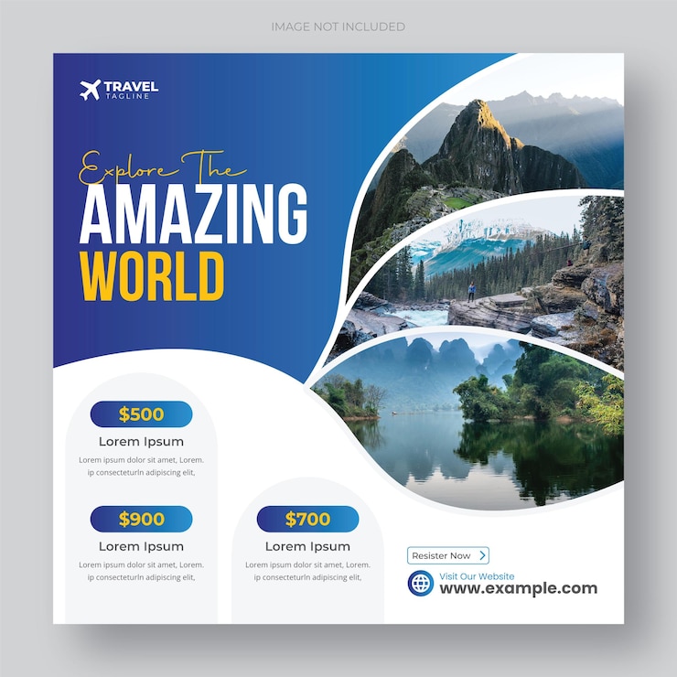 Vettore tour di viaggio post sui social media o post su instagram