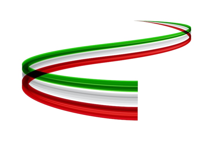 Traccia astratta in movimento scia dinamica bandiera italiana Modello vettoriale logo design