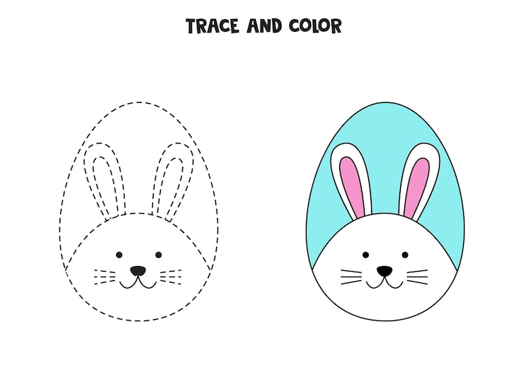 Vettore traccia e colora un simpatico uovo di pasqua. gioco educativo per bambini.