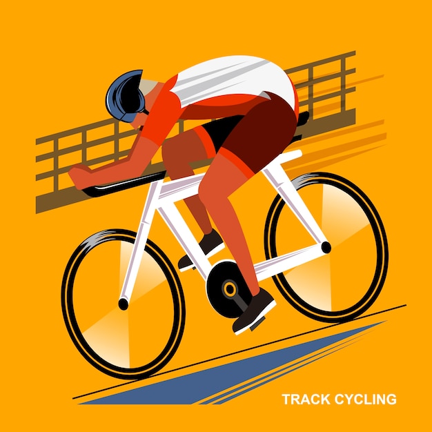 Traccia l'evento sportivo di gioco estivo degli atleti di ciclismo in stile piatto
