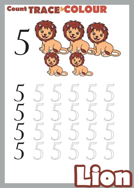 Traccia numero e colore leone numero 5