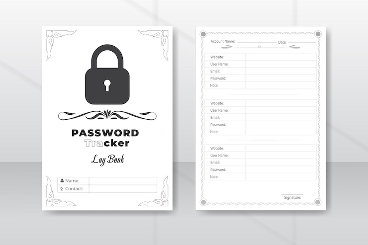 Vettore tracker delle password dei social media o progetto kdp del registro