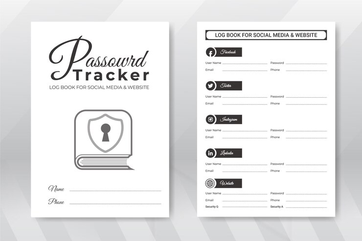 Vettore tracker quotidiano della password del notebook kdp interior design