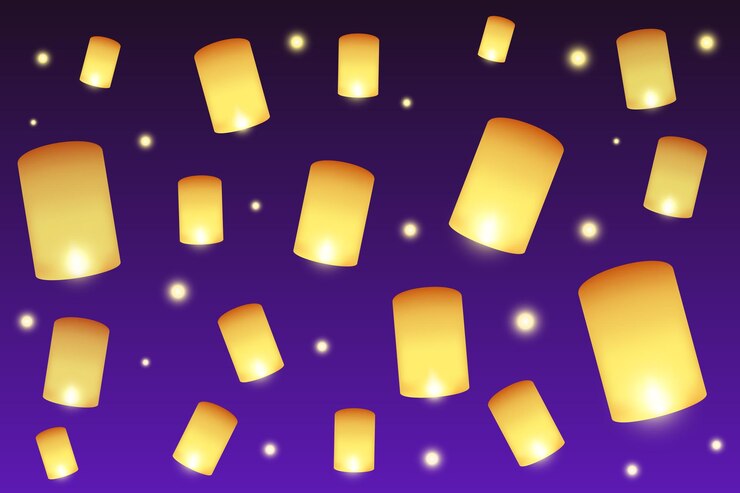 Vettore tradizionale festival tailandese yi peng loy krathong