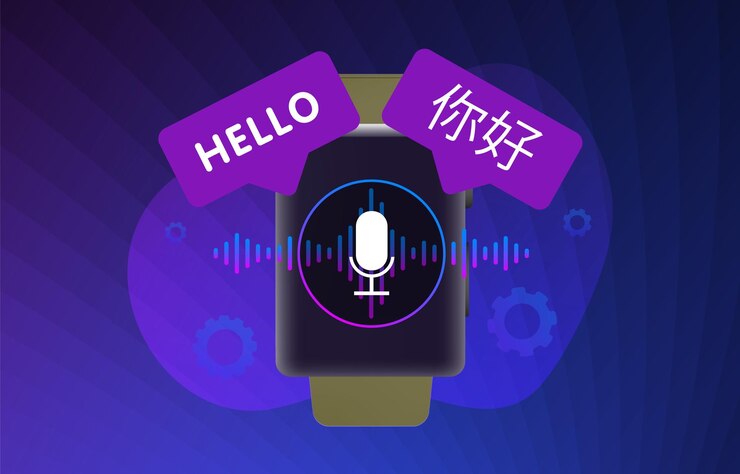 Traduttore di lingua digitale portatile sull'illustrazione dello smartwatch