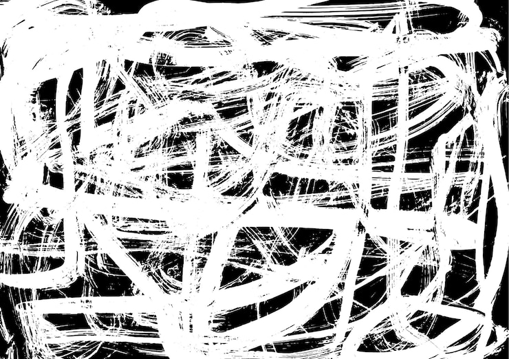 Trama di inchiostro grunge urbano in bianco e nero su carta spazzolata a mano