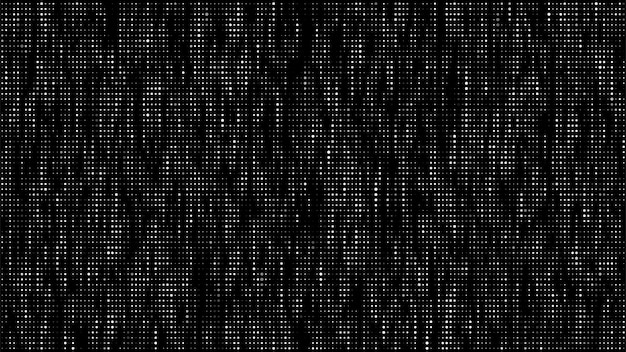 Trama di punti con effetto rumore Sfondo mezzitoni astratto Sfondo glitch vettoriale Schermo digitale con matrice o codice binario