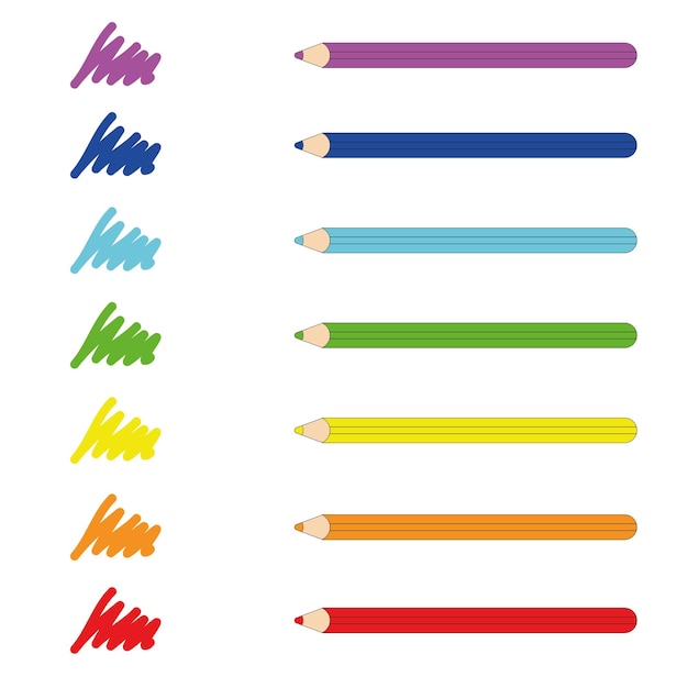 Trame disegnate con matite colorate di diversi colori dell'arcobaleno