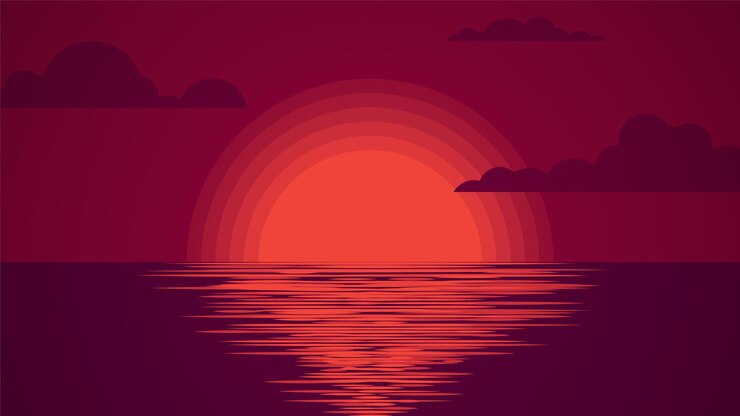 Vettore tramonto sul mare. paesaggio estivo.