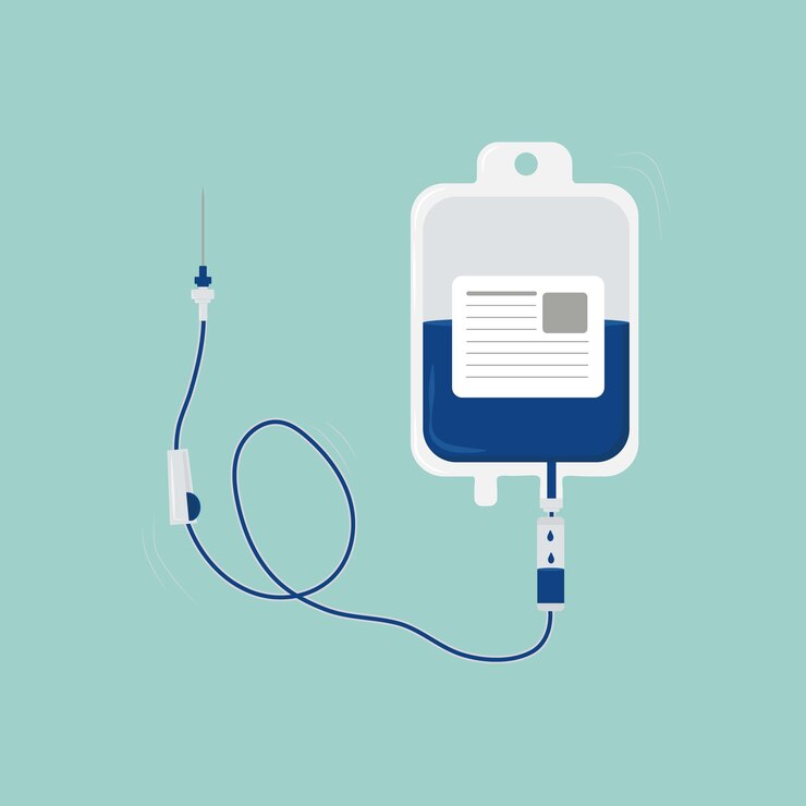 Vettore trasfusione di sangue a gocciolina medica icona vettoriale in stile piatto trasfusione plasmatica di beneficenza
