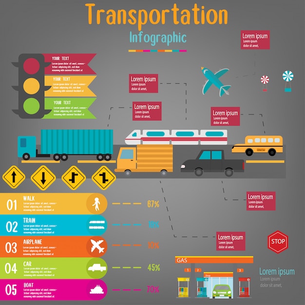 Trasporto infographic. Illustrazione di vettore.