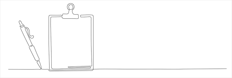 Vettore tratto modificabile del clipboard in un disegno a linea continua per fare schizzo di lista e concetto per la prova