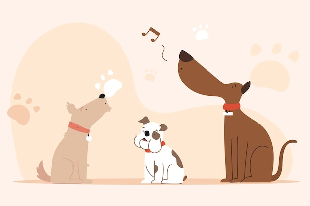 Tre cani stanno giocando.