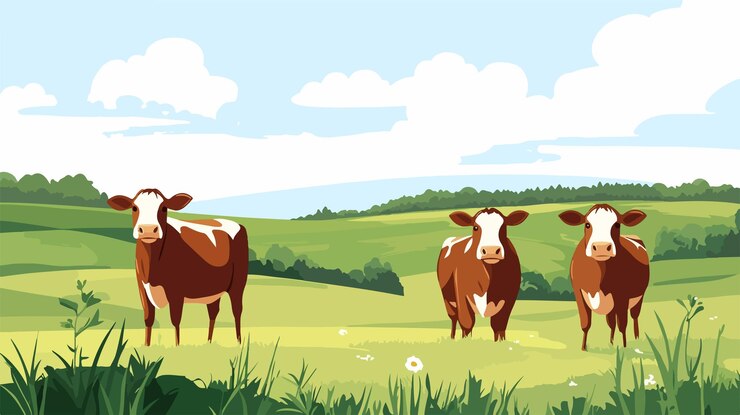 Vettore tre gallini su un campo d'erba illustrazione vettoriale per sfondi naturali