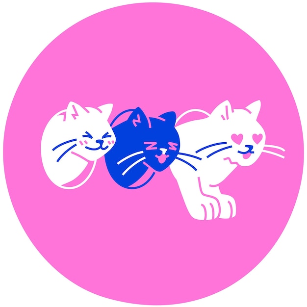 Tre gatti innamorati illustrazione piatta