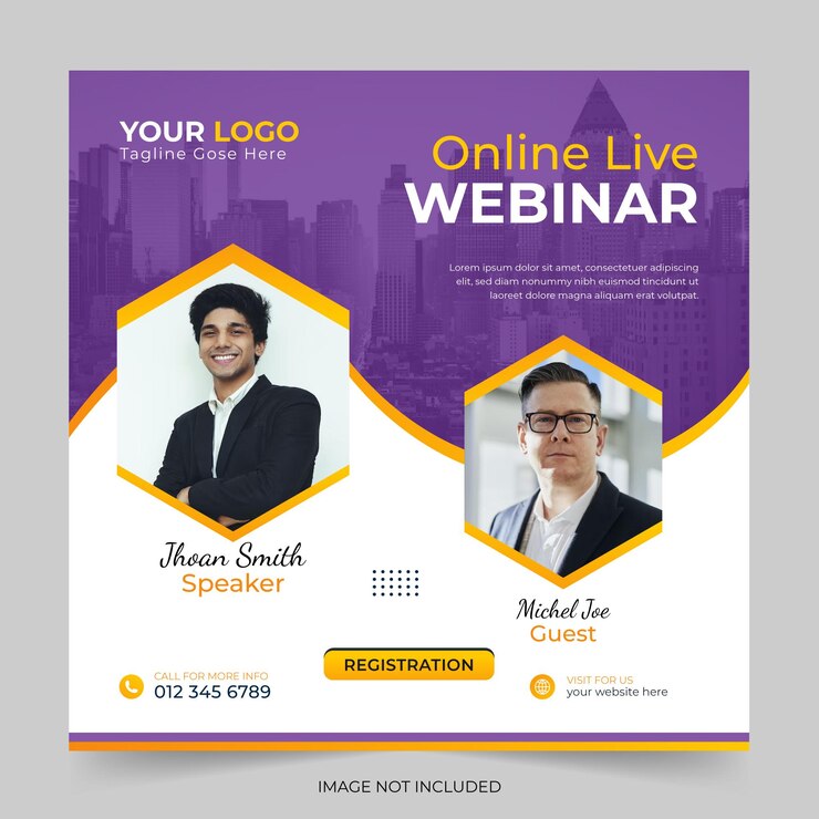 Trendy marketing digitale live webinar social media post scudiero banner design.