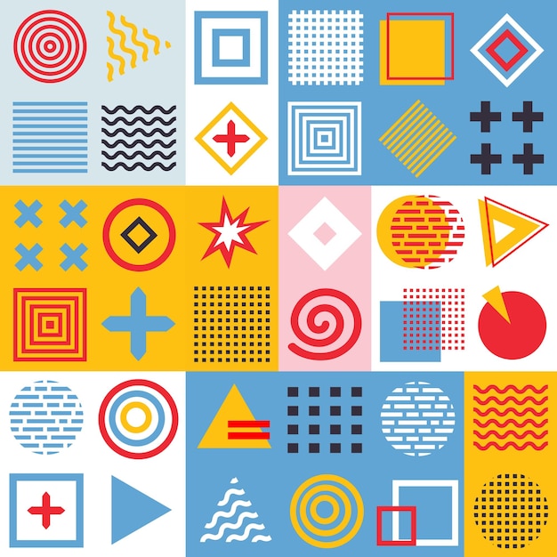 Trendy Neo geometric pattern vector background Geometry abstract print design Op art neo geometric
