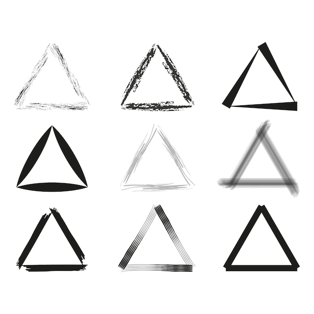 Triangoli artistici con tratti variati Diversità di forme geometriche Disegno semplice e astratto