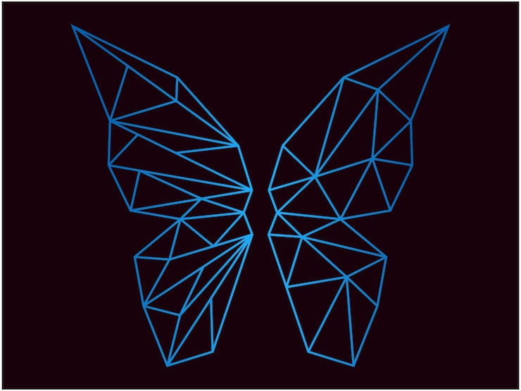 Vettore triangolo farfalla logo, trasformazione in business digitale, illustrazione vettoriale