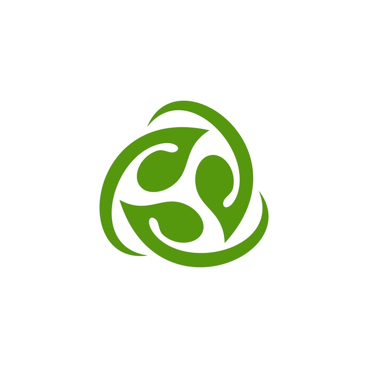 triangolo riciclaggio dinamico logo foglia icona design foglia verde freccia rotazione sospiro ecologia