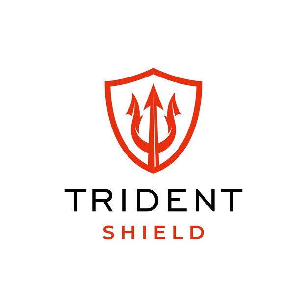 Trident nettuno scudo simbolo etichetta logo design