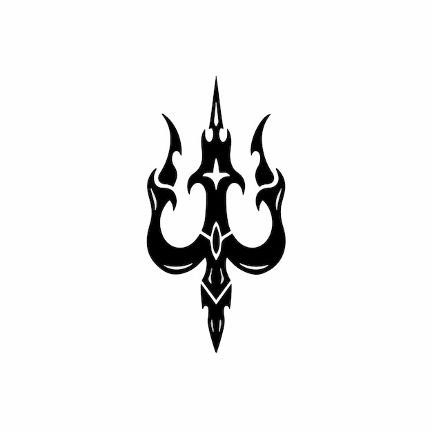 Tridente simbolo logo tatuaggio tribale disegno stencil illustrazione vettoriale