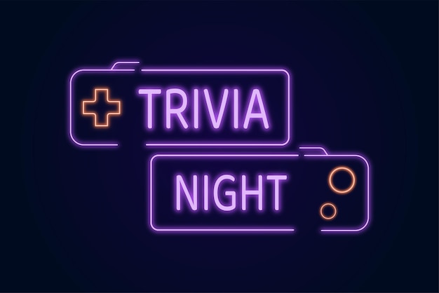 Trivia Night Notice neon board Vettore per striscioni e annunci sui social media