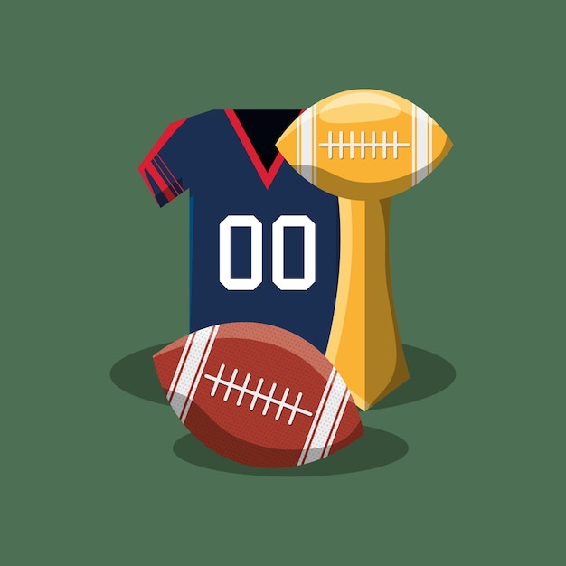 trofeo di football americano con palla e jersey
