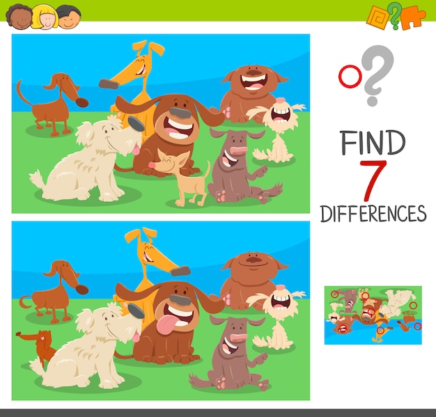 Trova le differenze di gioco con i personaggi dei cani