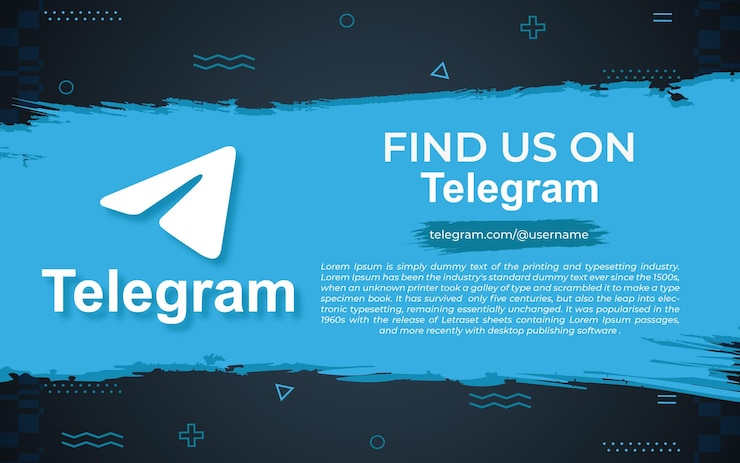 Vettore trovaci su telegram post sui social media design con effetto pennello
