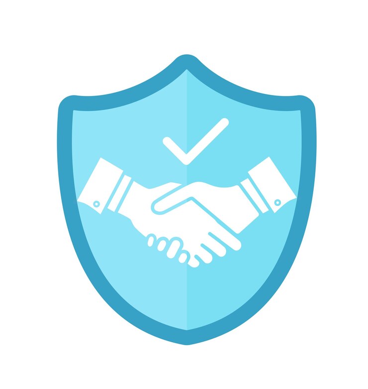 Vettore trust handshake segno su sfondo bianco accordo e partnership commerciale