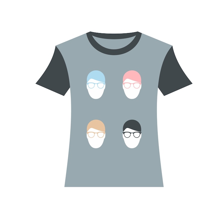 Vettore tshirt con icona di ritratti di uomini isolata su sfondo bianco