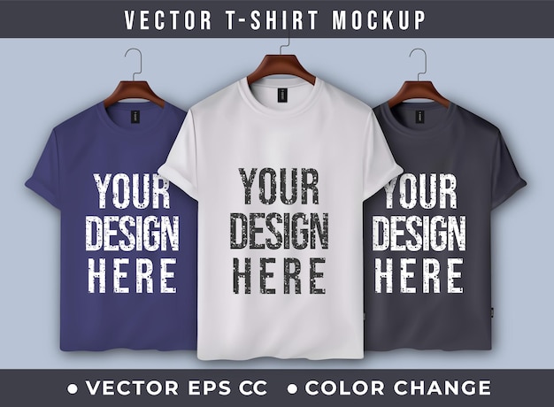Tshirt mockup vettoriale nei colori bianco e nero Cambia i colori del modello di tshirt mockup
