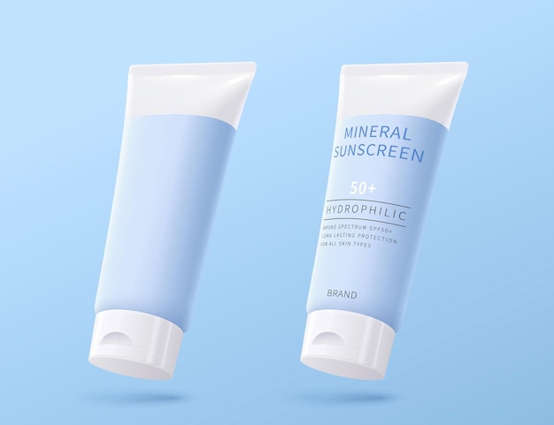 tubi di plastica cosmetici blu 3D