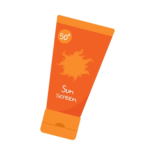 Tubo con prodotto solare SPF prodotto per la cura della pelle estiva SPF crema o lozione Illustrazione vettoriale