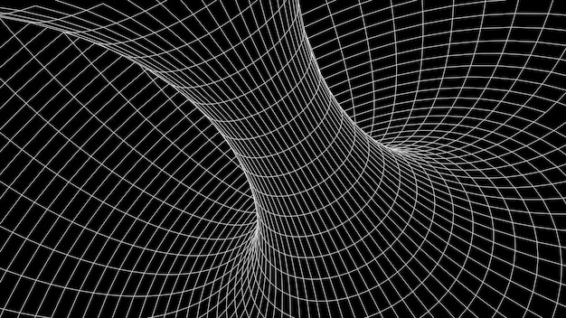 Tunnel o wormhole Abstract Wormhole Science 3D tunnel gridWireframe 3D superficie tunnelGrid texture