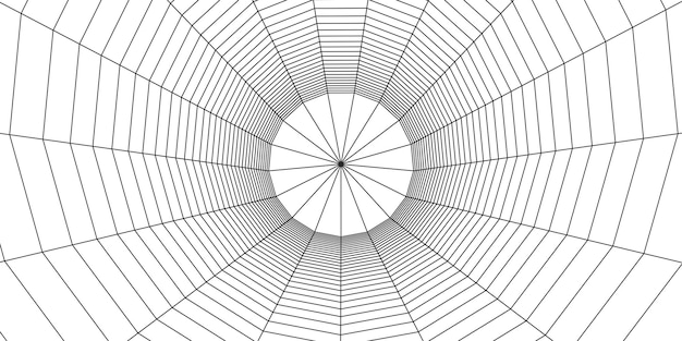 Tunnel wireframe 3D su sfondo bianco Griglia prospettica astratta Illustrazione vettoriale