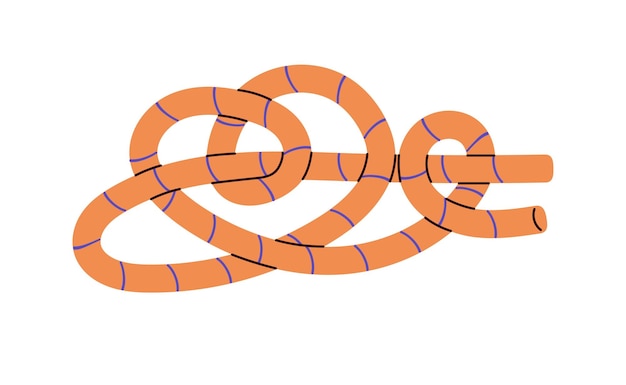 Tutoriale di legatura del nodo di aggancio a linea tesa Tecnica del fascio di corde Nodo di corda di legame marino con anello di anello da vicino Corda di assicurazione intrecciata Illustrazione vettoriale isolata piatta su sfondo bianco