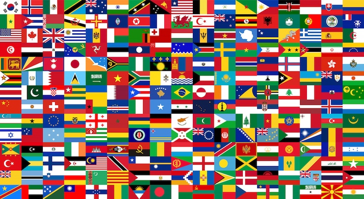 Vettore tutte le bandiere nazionali del mondo. stile di sfondo