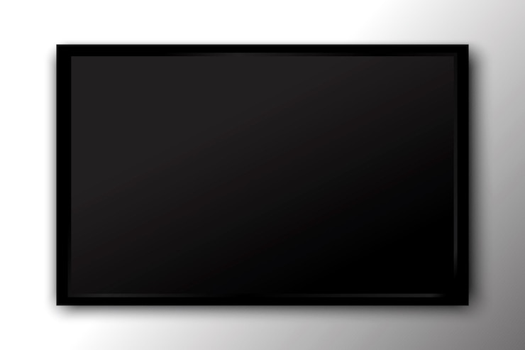 Vettore tv a schermo piatto su sfondo bianco monitor lcd con isolamento vettoriale pannello led nero