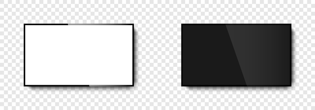 TV a schermo. Tv con schermi bianchi e neri. Schermo tv realistico. illustrazione
