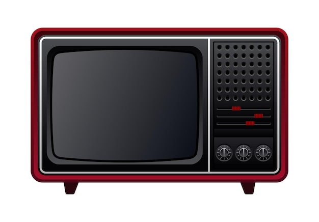 TV retro rossa con manopole e cursori