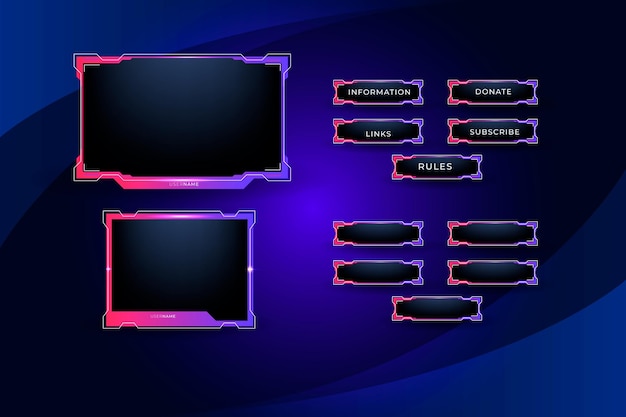 Twitch overlay gamer concept e streamer overlay