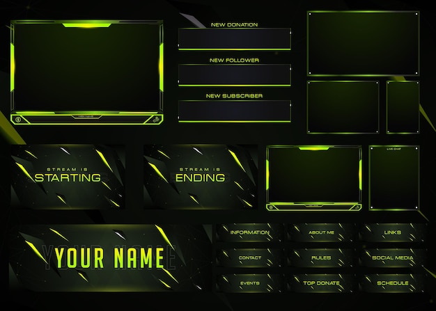 Twitch Overlay Live Stream set di modelli