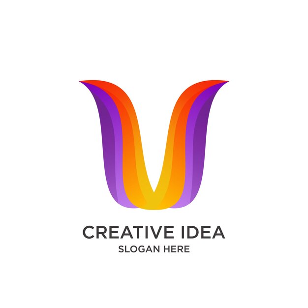 U Lettera design gradiente colorato semplice moderno