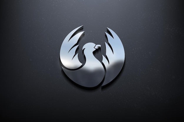 Uccello 3D Logo Design, lucido Mockup Logo con parete testurizzata. Vettore realistico