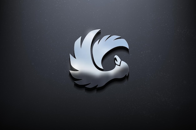 Uccello 3D Logo Design, lucido Mockup Logo con parete testurizzata. Vettore realistico