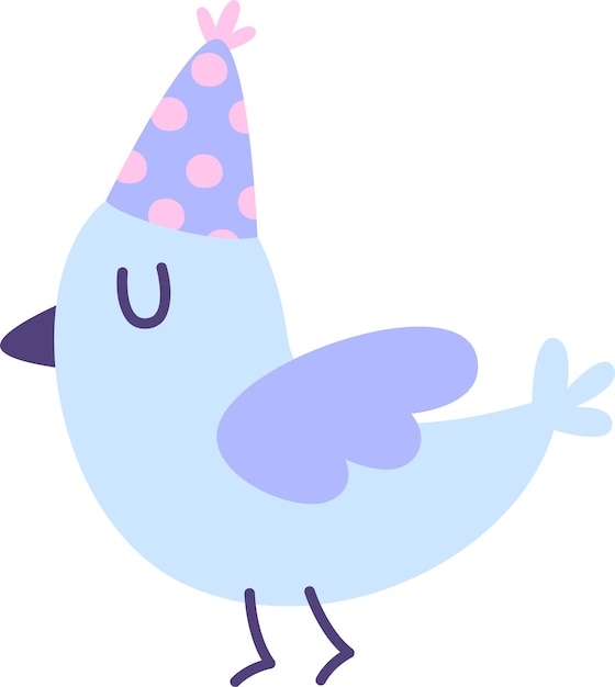 Uccello con il cono di compleanno