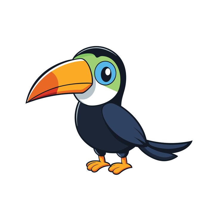 Vettore uccello tucano in stile cartone animato